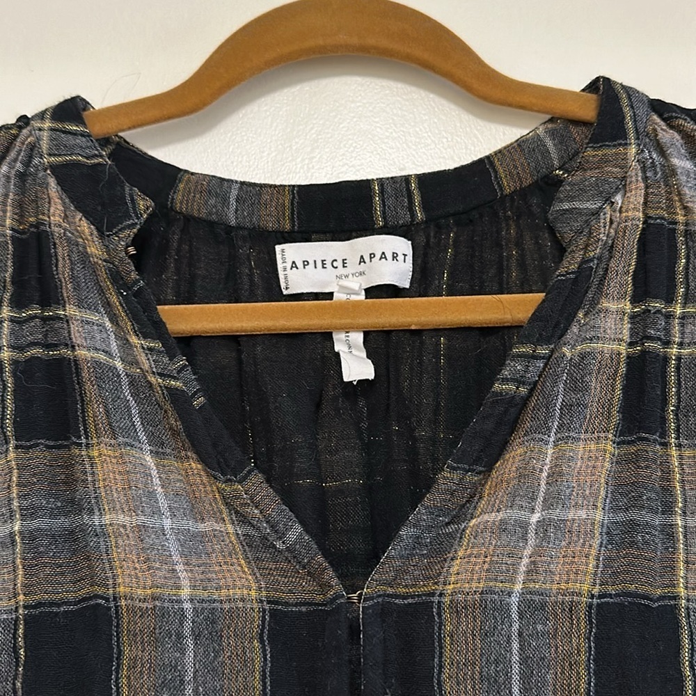 A PIECE APART AGATA‎ TOP FLANNEL HOOK AND EYE GOLD THREAD SIZE 6​​​​ - Picture 7 of 13